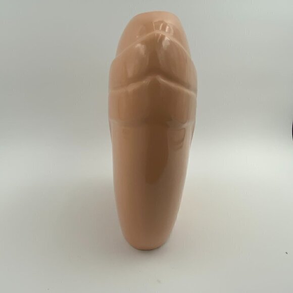 Harris Pottery Vintage Peach Oval Draped Pleated Art Deco Style Ceramic Vase 9" - Picture 7 of 8